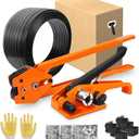 Heavy Duty Packaging Strapping Banding- Black Polyester PET Industrial-Grade, 1000' x 5/8" x 0.035" Pallet Strap Coil - 1400 lbs Break Strength