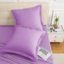 Homiest Euro Sham Covers 24x24 Inch Set of 2, Light Purple Pillow Shams with 2 Inch Wide Decorative Flange, European Square Pillowcases 24x24 Pillow Covers, Soft & Cozy Microfiber, Envelope Closure