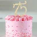 Gold 75th Birthday Cake Topper Rhinestones Cake Decorations for 75th Birthday Party