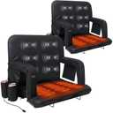 MZQLN Heated Massage Stadium Seats Pack of 2, 25 Inche Folding Bleacher Chair with 10000mAh Portable Power*2, 3 Levels of Heat&Massage, 6 Reclining Positions for Camping, Sports