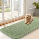 OLANLY Dog Door Mat for Muddy Paws 47x20, Absorbs Moisture and Dirt, Absorbent Non-Slip Washable Doormat, Quick Dry Chenille Mud Mat for Dogs, Entry Indoor Entryway Carpet for Inside Floor, Sage Green