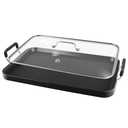 Vayepro 2-Burner Griddle Pan with Glass Lid - Nonstick Stovetop Griddle for Gas, Glass Stove Top - Aluminum Camping Grill Pan for Pancakes, Eggs, Breakfast