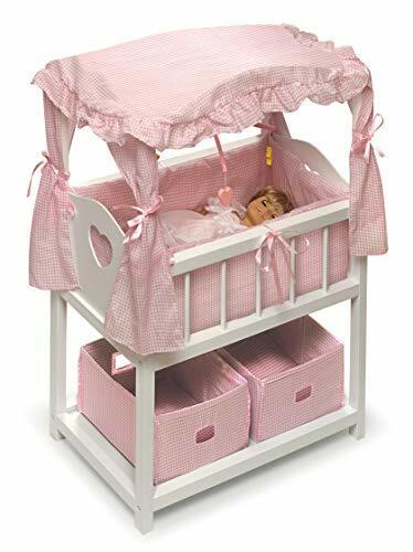 Canopy Doll Crib wShelf, Two Baskets, Mobile
