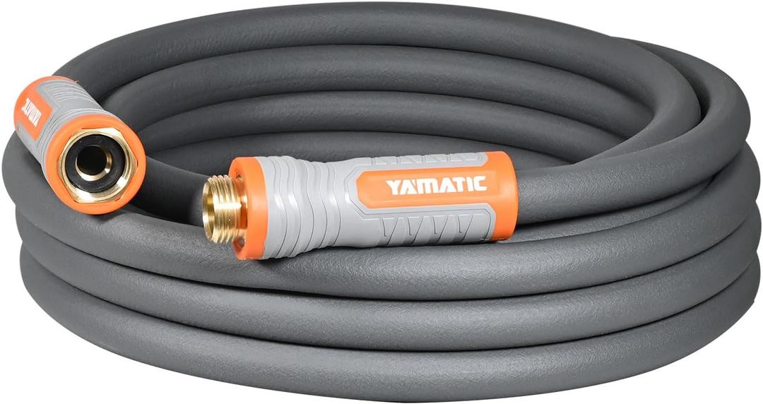 YAMATIC Short Garden Hose 5/8 in x 20 ft with Swivel Handle, Super Flexible Leader Hose, All-weather, Lightweight, Burst 600 PSI, Gray