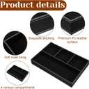 2 Pieces Faux Leather Valet Tray for Men, Stackable Jewelry Organizer for Drawers, Nightstand Caddy Tray for Key, Wallet, Sunglass, Watch, Coin, Phone, Bedside Desk-top Storage (Black)