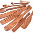 Spurtle Set,Wooden Spurtle Set of 9,Wooden Spoons for Cooking, Natural Teak Wooden Utensils for Cooking, Stirring, Mixing, Serving,Spurtles Kitchen Tools As Seen On Tv