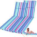 SmoothNovelty 2 Pcs Indoor Outdoor Chaise Lounge Cushions Sponge Bench Outdoor Furniture Chaise Cushions Patio Chair Furniture Replacement (Blue Stripes)