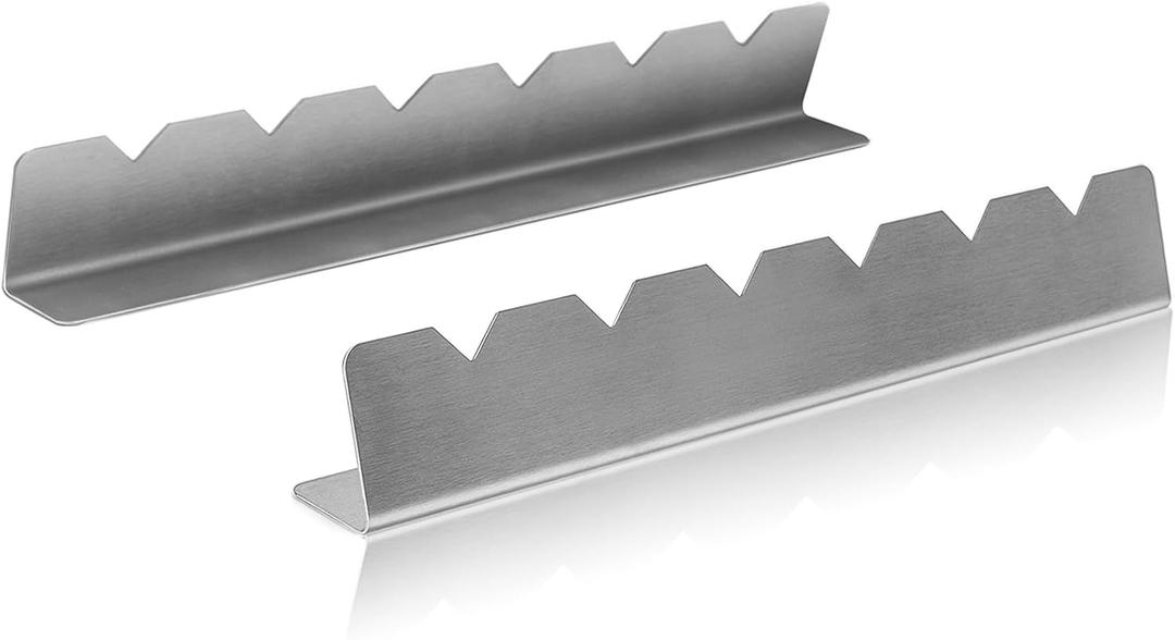 Kabob Skewers Rack Set of 2, Stainless Steel Skewers Holder with 6 Notch Compatible with Wood, Bamboo, Round, Metal, Flat Skewers for Grilling, BBQ Grilling Accessories (Pouch Included)