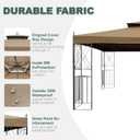10x12ft Replacement Cover Compatible with Parlay L-GZ288PST-4H and 10' x 12' Monterey Compatible with Chinese Knotted Gazebo A101012100/A101012110,(Khaki)