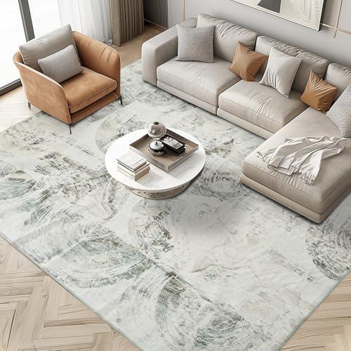StangH Area Rug 8x10 Modern Distressed Large Living Room Rug Faux Wool Soft Non-Shedding Carpet Easy Care High Traffic Mat for Bedroom Office Dining Room, Multi