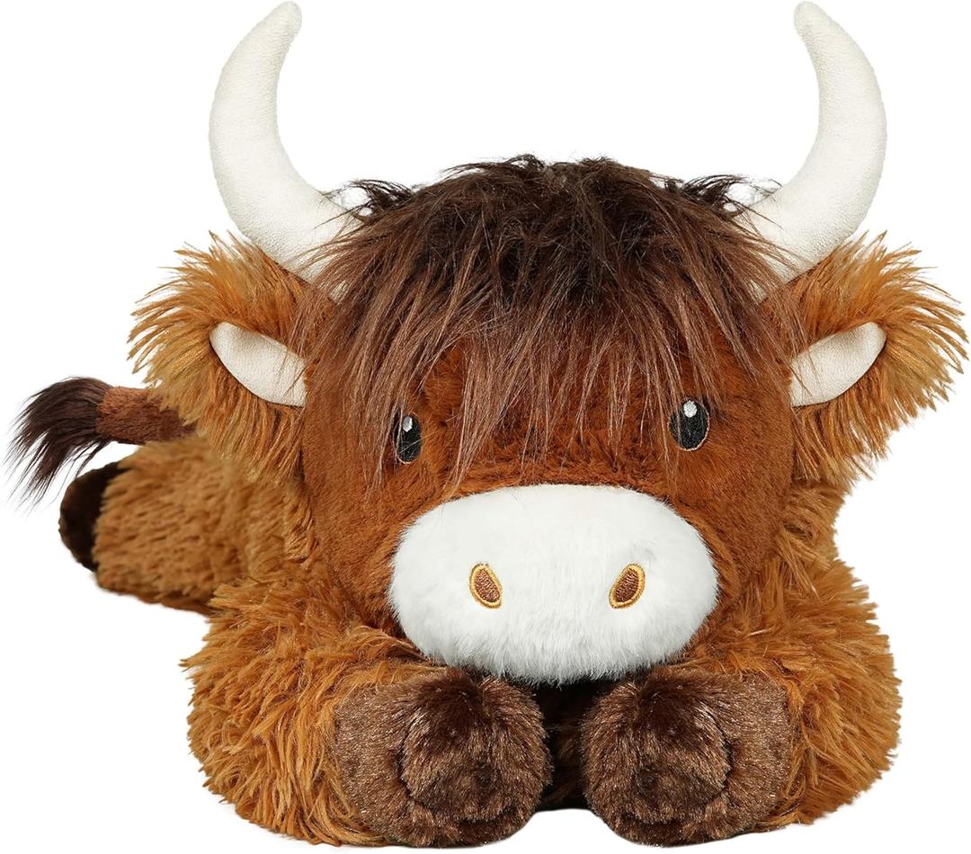 Ksidzas 4 lbs Weighted Stuffed Animals, Cute Highland Cow Stuffed Animals-Weighted Cow Plush Toy Gifts for Kids,Adults,Boys and Girls (21inch) (Brown)