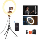 NEEWER RP18B Pro Ring Light 18" with Tripod Stand and Phone Holder Compatible with iPhone, 45W 2900K-7000K App Control Cleaning Cloth, Selfie Video Recording Makeup Studio Streaming Lighting, Black