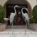 Kircust Garden Crane Statues, Standing Metal Patina Heron Decoy Outdoor Statue, 42-46 Inch Bird Yard Art for Patio Lawn Pond, Set of 2, Large