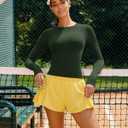 RUNNING GIRL Long Sleeve Yoga Shirts for Women, Soft Fitted Seamless Stretchy Casual Crew Neck Athletic Basic Shirt (Green, S)