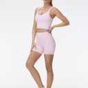 THE GYM PEOPLE Women's High Waist Yoga Workout Shorts Tummy Control Fitness Athletic Running Compression Shorts (Pink, M)