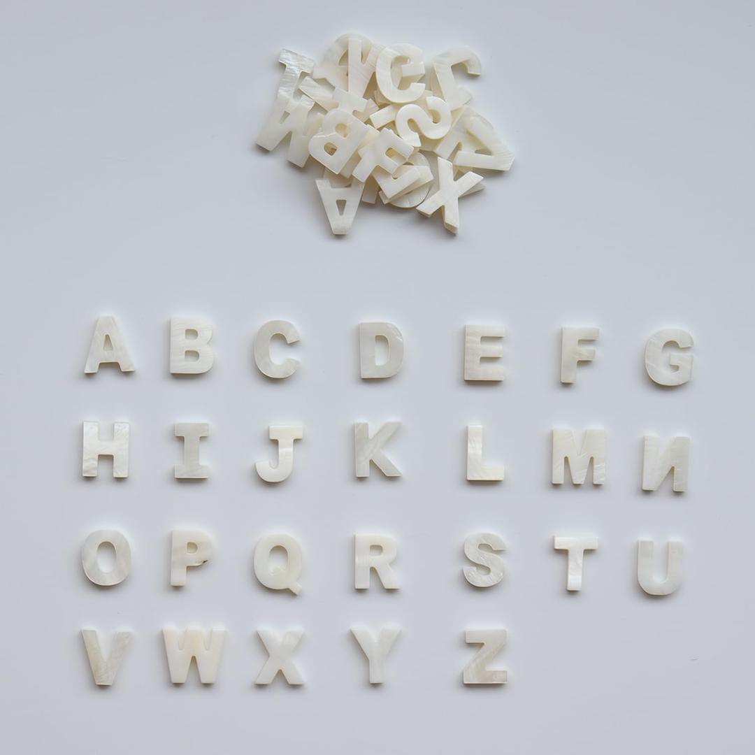 26 Natural Freshwater Shell Letter Beads A-Z Top Drilled DIY Beads Free Combination of Name Words Bracelet Necklace Pendant Jewelry Valentine's Day Gift Jewelry Making Materials