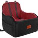 Dog Booster Car Seat for Small/Medium Dogs,Puppy Portable Car Bed with Elevated Cushion,Fully Detachable and Washable,2 Storage Pockets,Easy to Install (Blakc/Red, Medium)