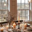 CW Studio Set of Unscented Taper Candles Elegant Vertical Fluted Design Long 7-8 Hour Burn Dripless Perfect for Home Decor, Weddings, Events & Romantic Dinners (20, Ivory, 10 inches)