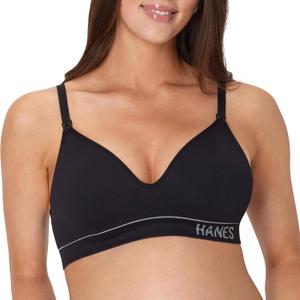 Hanes Women's Maternity Nursing Bra, Seamless Wireless Nursing Bralette for Women, Adjustable Straps Small