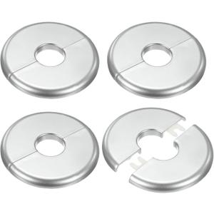 M METERXITY 4-Pack Wall Split Flange, for 0.8 Inch/20mm OD Pipe ABS Escutcheon Plate Round Self-Adhesive Plumbing Cover Plates for Water Pipe/Faucet [Silver Tone]