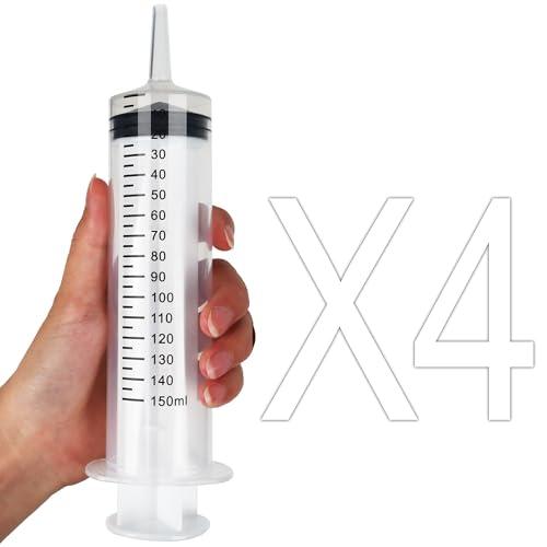 3Pack 150ml Large Syringe for Liquid - Big Plastic Syringes for Thick Liquids , Giant without Needle Syringe for Paint Fluid , Irrigation Water , Feeding Food Equine ( 3Pcs 150 ml )