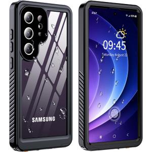 GOLDJU for Samsung Galaxy S25 Ultra Case Waterproof,IP68 Waterproof Dustproof Case with Built-in Screen Protector, Full Body Protective Phone Cover for Galaxy S25 Ultra 6.9 Inch, Black/Clear
