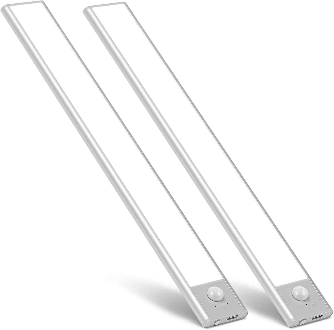 BLS LED Closet Lights, 52LED Motion Sensor Light Indoor, Under Cabinet Lights Rechargeable USB-C Under Cabinet Lighting, 1800mah Battery Operated Lights Wireless Magnetic Light for Kitchen Night Stair