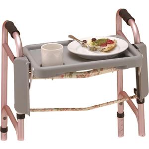 NOVA Folding Walker Tray Accessory Flip-Up Walker Tray with 2 Cup Holders for Food, Drinks & Personal Items No-Tool Installation Easy Up/Down Mobility Tray for Standard Walkers