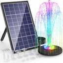 POPOSOAP Solar Fountain Pump with Battery Backup 4400mAh, 10W Solar Bird Bath Fountain with LED Lights, DIY Water Feature Solar Fountain for Bird Bath, Pond, Fish Tank, Garden (Work Weaker in Winter)