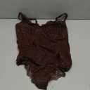 Popilush Shapewear Bodysuit V Neck Tummy Control Backless Lace Tank Tops Sleeveless Thong Bodysuit (XXL (14-16), Brown)