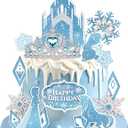 GZDUCK Ice Princess Cake Toppers- 16 Pcs Snow Theme Princess Cake Decorations with Castle, Crown, Snowflake Castle Birthday Cake Topper for Girls Kids Baby Shower