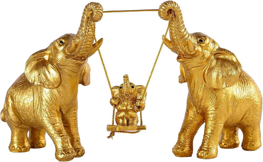 Elephant Statue For Home Decor.Gold Elephant Decor For Living Room,Office,Shelf,Table Centerpiece Decorations.Elephant Gifts for Women,Mom.Good Luck Elephant Figurines.Home Decor Living Room.(Gold)