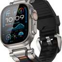 ULTIMAL Compatible with Apple Watch Ultra 3/2/1 band 49mm/46mm/45mm/44mm for Men, Silicone Strap with Durable Stainless Steel Buckle for Apple Watch Ultra 3/2/1 Series 11/10/9/8/7/6/5/4/3/SE3/SE2/SE (Titanium/Black)