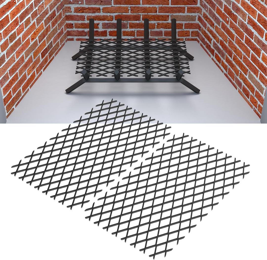 Flamorrow Ember Retainer for Fireplace Grates 16 x 10 inch, Metal Fireplace Grate Ember Retainer Mesh, Keep Burning Embers from Falling, Fire Place Accessories for Fire Pits, Camping, 2 Pack