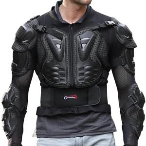 OHMOTOR Motorcycle Body Protective Jacket Armor Men, Motocross Riding Protective Gear,ATV Dirt Bike Chest Spine Protector (XX-Large, Black)
