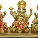Hindu Lakshmi Ganesha Saraswati Statue - Laxmi Ganesh Idol for Car Dashboard Decor Home Temple Mandir Pooja Item Indian Puja Item Diwali Gift Meditation Yoga Altar Decoration