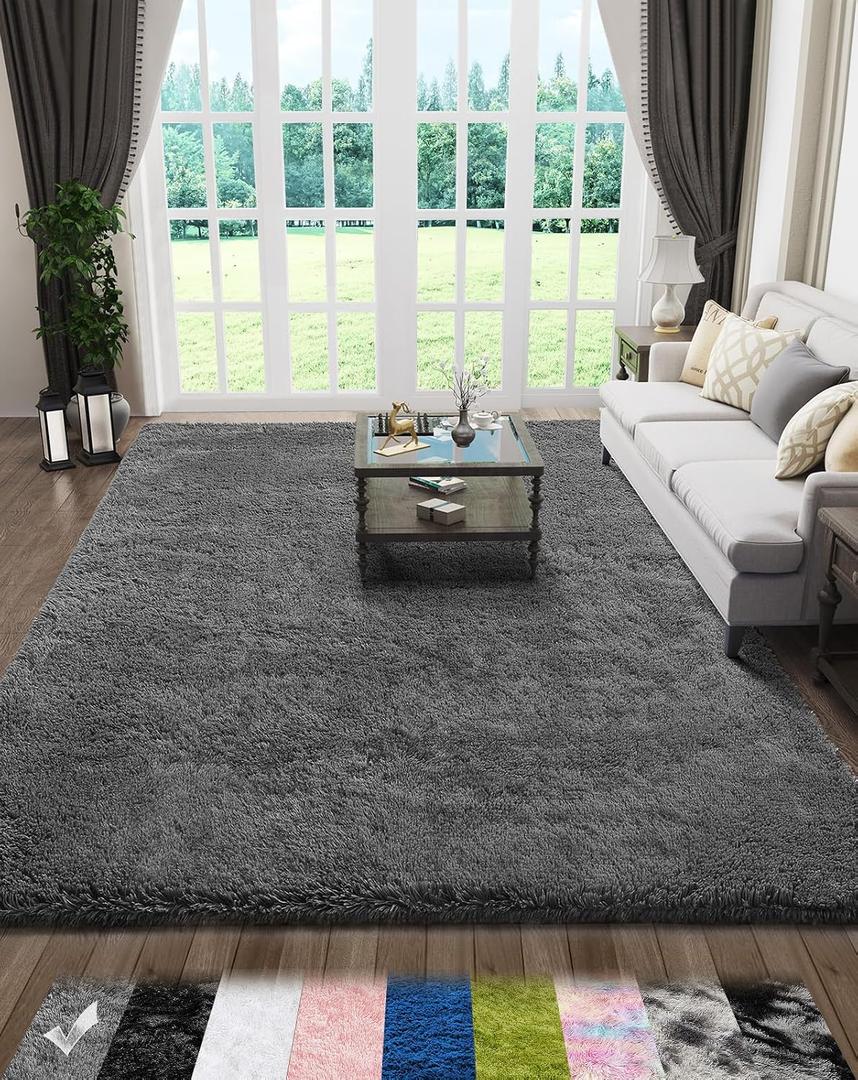 Ophanie 5x7 Area Rugs for Living Room Dark Gray, Carpets for Bedroom, Kids Home Decor Aesthetic