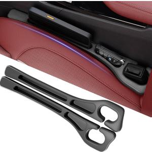 Car Seat Gap Filler Organizer Universal for Car SUV Truck Accessories Seat Gap Plug Blocker with Storage Slot Black 2 Pack (Driver's Passenger PU 2Pack)