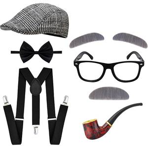 fulasiteu 100 Days of School Costume for Boys – Kids Old Man Grandpa Vest Set with Hat and Glasses for Holloween