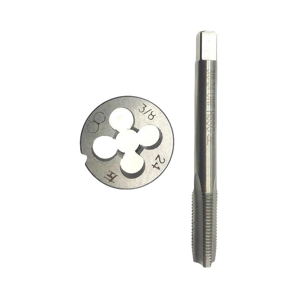 3/8-24 Tap and Die Set LH Left Hand Threading Tool 3/8x24 Tap Die, 3/8 x 24 Thread Tap Round Die LH 3/8-24 Tap Die LH Straight Fluted Machine