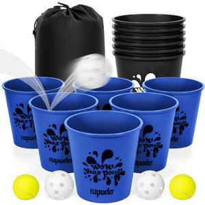 ropoda Giant Yard Pong,Yard Games with Durable Buckets and Balls, Outdoor Game with Carry Bag for The Beach,Lawn, Great Gift Choice for FamiliesBlue and Black (Large)