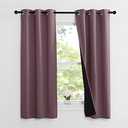 NICETOWN Dry Rose 100% Blackout Lined Curtains, 2 Thick Layers Narrow Wide Window Treatment Panels Thermal Insulated Drapes for Kitchen Small Window (1 Pair, 37" Width x 63" Length Each Panel)