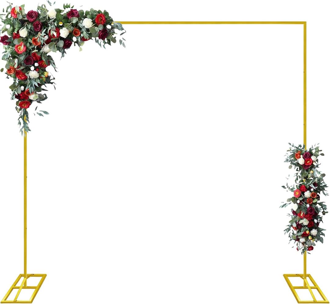 9.8FTx9.8FT Wedding Arch Backdrop Stand Square Metal Rectangular Arch Frame Balloon Arch Stand for Wedding Birthday Party Baby Shower Bridal Shower Photography Decoration, Gold