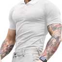 Lehmanlin Men's Muscle Polo Shirts Long&Short Sleeve Casual T- Shirts Slim Fit Stretch Ribbed Golf Tops
