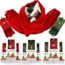 Berlune Christmas Scarf with Fringe Bulk Winter Soft Scarves for Women Men with Xmas Gift Boxes for Christmas Winter Party (Red,green)