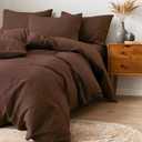 Cocoa Brown Duvet Cover Queen Size - Pre-Washed Bedding - 160 GSM Ultra Soft Duvet Cover Set with 2 Pillow Shams - 3 Pieces(Cover Only, No Insert)