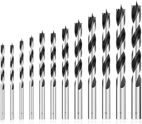 Metric Brad Point Wood Drill Bit Set, 6Pcs Drill Bit Set with Double Flutes Design for Carpenter Woodworking and All Types of Wood (3mm - 12mm)