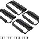 Piutouyar 4.9 Inch Spring Loaded Handle, Heavy Duty Surface Mount, Folding With Rubber Grip for Toolbox, Boxes, Black (4Pcs)