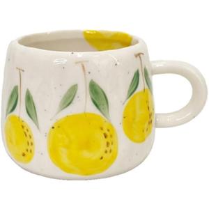 Coffee Mug 12oz Summer Cute Ceramic Cup with Handpainted Fruit Pattern, Lemon Tea Cup Gift for Coffee Lover, Birthday Gift for Latte Milk