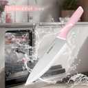 Astercook Knife Set, Kitchen Knives Set with Block and Sharpener 15 Pcs German Stainless Steel Knives Sharp Blade Dishwasher Safe Deba Knives with Ergonomic Handle, Crystal Pink